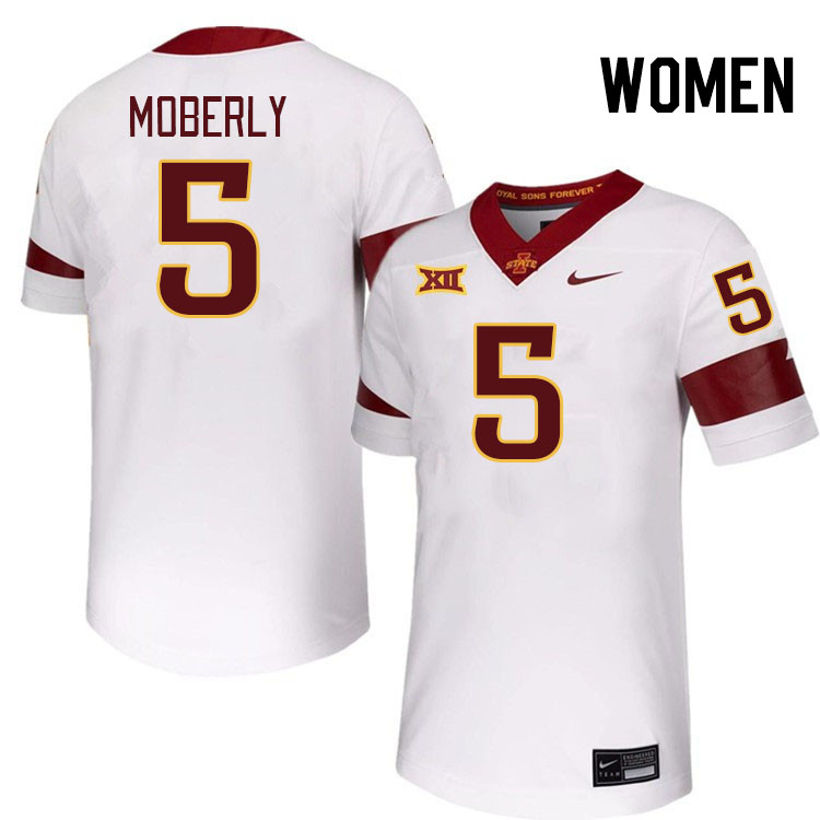 Women #5 Connor Moberly Iowa State Cyclones College Football Jerseys Stitched-White